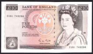 Bank of England, Gill, £10 (1988), series EU81 (Duggleby B354). NEF.