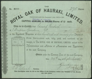 New Zealand: Royal Oak of Hauraki Ltd., a trio of certificates for 5/- shares - Image 2