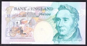 Bank of England, Gill, £5 (1990), series A01 (Duggleby B357). AU. - Image 2