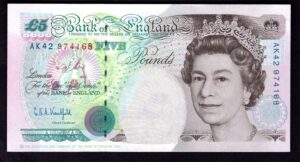 Bank of England, Kentfield, £5 (1993), AK42 974168 (Duggleby B364). NEF.