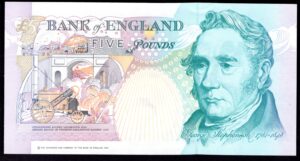 Bank of England, Gill, £5 (1990), series A05 (Duggleby B357). AU-UNC. - Image 2