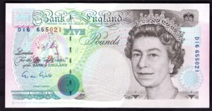 Bank of England, Gill, £5 (1990), series D16 (Duggleby B357). AU.