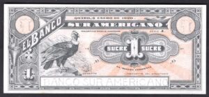 Ecuador, Banco Sur Americano, 1 sucre, unsigned remainder, 2-1-1920 (WPM 251r). AU-UNC. - Image 1