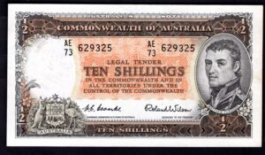 Australia, Commonwealth Bank, Coombs-Wilson, 10 shillings (1954), AE/73 629325 (WPM 29a). GVF.