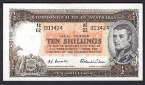 Australia, Commonwealth Bank, Coombs-Wilson, 10 shillings (1954), AC/02 003424 (WPM 29a). GVF.