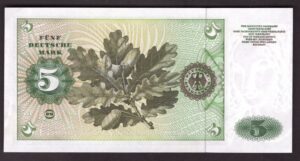 West Germany, Deutsche Bundesbank, 5 Deutsche mark, 2-1-1960, A4816040T (Pick 18a). AU. - Image 2
