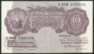 Bank of England, K.O. Peppiatt, 10 shillings, emergency issue, 1940, L--D, AUNC