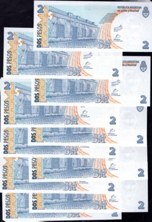 Argentina, Banco Central, 2 pesos, (2014), series L (WPM 352, pack fresh, 10 consecutive. UNC. - Image 2