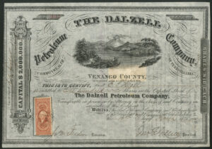 U.S.A: Dalzell Petroleum Co., $10 shares, 1866