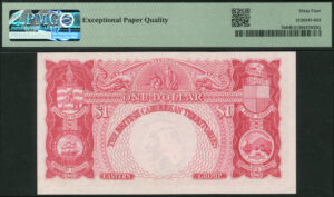 British Carribean, Eastern Group, 1 dollar, 3rd January 1956 (Pick 7b), PMG 64 Choice Uncirculated - Image 2