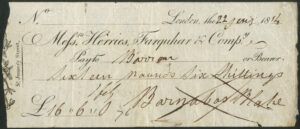 Herries, Farquhar & Compy, London, used cheque, 18[14]
