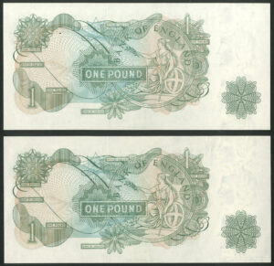Bank of England, J. B. Page, £1 (1970), MS80 replacement, consecutive pair, AUNC - Image 2
