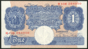 Bank of England, K. O. Peppiatt, £1 (1940), Emergency issue, series H15H, GEF