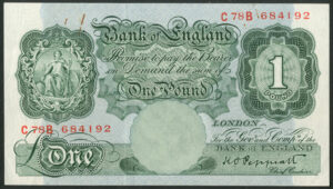 Bank of England, K. O. Peppiatt, £1, (1948), threaded paper, series C78B, EF, rust marks
