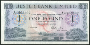 Northern Ireland, Ulster Bank Ltd., £1, 1st March 1976, R.W. Hamilton (BNYB NI806b), AUNC
