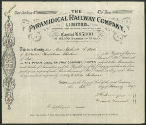 Pyramidical Railway Co. Ltd., £1 shares, 1897