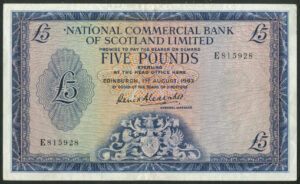 Scotland, National Commercial Bank of Scotland, £5, 1st Aug 1963, D. Alexander, VF