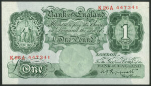 Bank of England, K. O. Peppiatt, £1, (1934, series K--A, EF