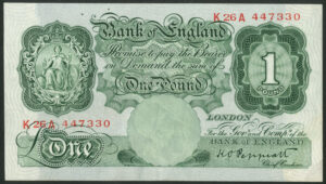 Bank of England, K. O. Peppiatt, £1, (1934), series K--A, EF