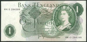 Bank of England, J. B. Page, 1 pound, (1970), replacement MW- mid series (EPM B323), UNC