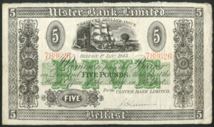 Northern Ireland, Ulster Bank Ltd., £5, 1st January 1943 (BNYB NI813a), About VF