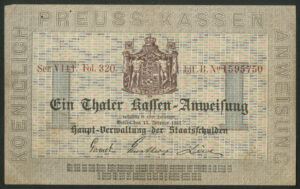 German States - Prussia: Hauptverwaltung der Staats-Schulden, 1 taler, 13-2-1861, VF