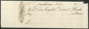 Dixon, Langdale, Dixon & Brooks, London, 25 Chancery Lane, Bearer, 18-[circa 1824]