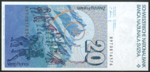 Switzerland, Banque Nationale Suisse, 20 francs, 1989, (Pick 55h), AUNC - Image 2