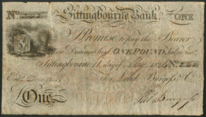 Sittingbourne Bank, Loud, Burgess & Co., 1 pound, 182[4], (Outing 1969a), Good Fine