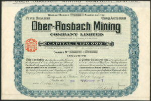 Germany, Ober-Rosbach Mining Company Limited, 5 Shares of £1, 1907