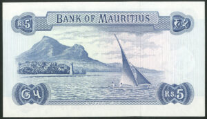 Mauritius, Bank of Mauritius, 5 rupees, (1967), Sig. 4 (Pick 30c), UNC - Image 2