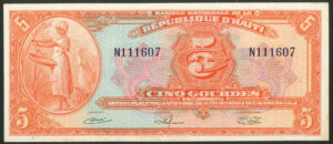 Haiti, Banque Nationale, 5 gourdes, Pick 187a, UNC