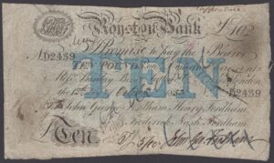 Royston Bank (John George Fordham, Henry Fordham and Frederick Nash Fordham), 10 pounds, 1853