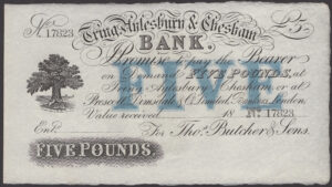 Tring, Aylesbury & Chesham Bank (Thos Butcher & Sons), unissued £5, 18-- (circa 1880) (Outing 2199c)