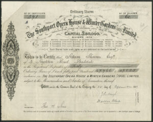 Southport Opera House & Winter Gardens (1905) Limited, £1 ordinary shares, 1918