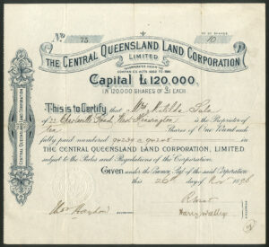 Australia: Central Queensland Land Corporation Ltd., £1 shares, 18[96]