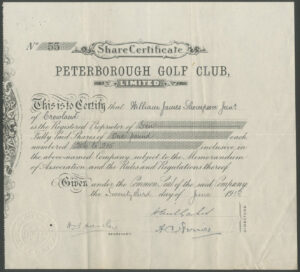 Peterborough Golf Club Ltd., £1 shares, 19[13]