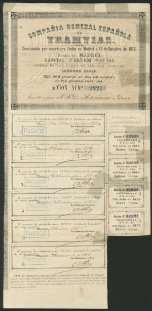 Spain: Compañia General Española de Tramvias, 125 peseta shares, 2nd series