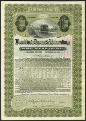 U.S.A.: Frankford, Tacony & Holmesburg Street Railway Company, First Mortgage 5% bond, $1000