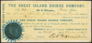 U.S.A.: Great Island Bridge Company, $25 shares, 185[7]