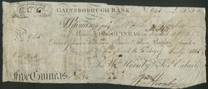 Gainsborough Bank (Wm Hornby & Josh Esdaile), 5 guineas, 1801 (Outing 811b)