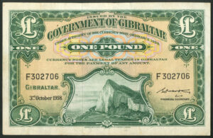 Gibraltar, Government, 1 pound, 3rd Oct. 1958, Pick 15c, GVF