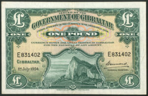 Gibraltar, Government, 1 pound, 1st July 1954, Pick 15c, VF