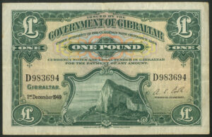 Gibraltar, Government, 1 pound, 1st Dec. 1949, Pick 15b, AVF