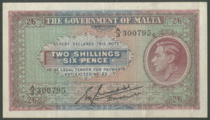 Malta, Government, 2/6d, (1940), Pick 18, GVF