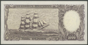 Argentina, El Banco Central, 1000 pesos, (1954-64), Pick 274b, AUNC - Image 2