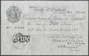 Bank of England, K.O. Peppiatt, 5 pounds, 16 July 1947
