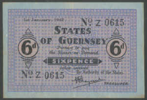 Guernsey, German Occupation, 6 pence, 1-1-1942, series Z (BNYB GU24), VF