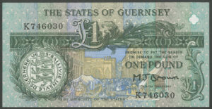 Guernsey, States of Guernsey, 1 pound, (1980) M.J. Brown, K prefix - reduced size, (BNYB GU36a). UNC