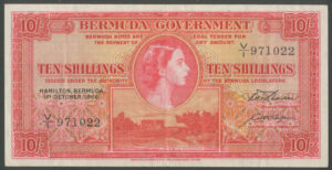 Bermuda, Government, 10 shillings, 1st October 1966, Pick 19c, GVF